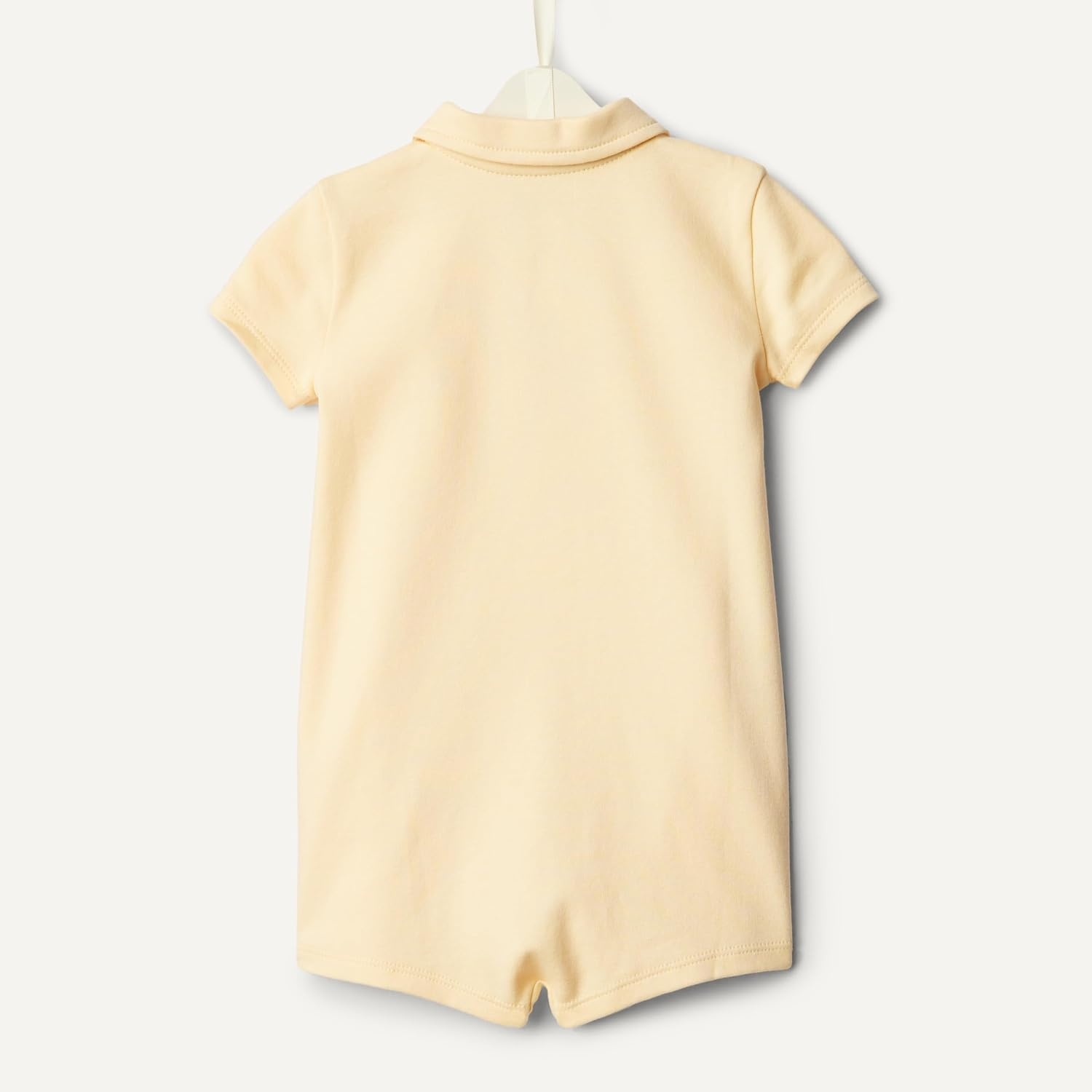 image:imageAmazon Essentials x Sofia Grainge Baby Boys Short Sleeve Cotton Romper with Snap Closure BreathableLight TanWhite