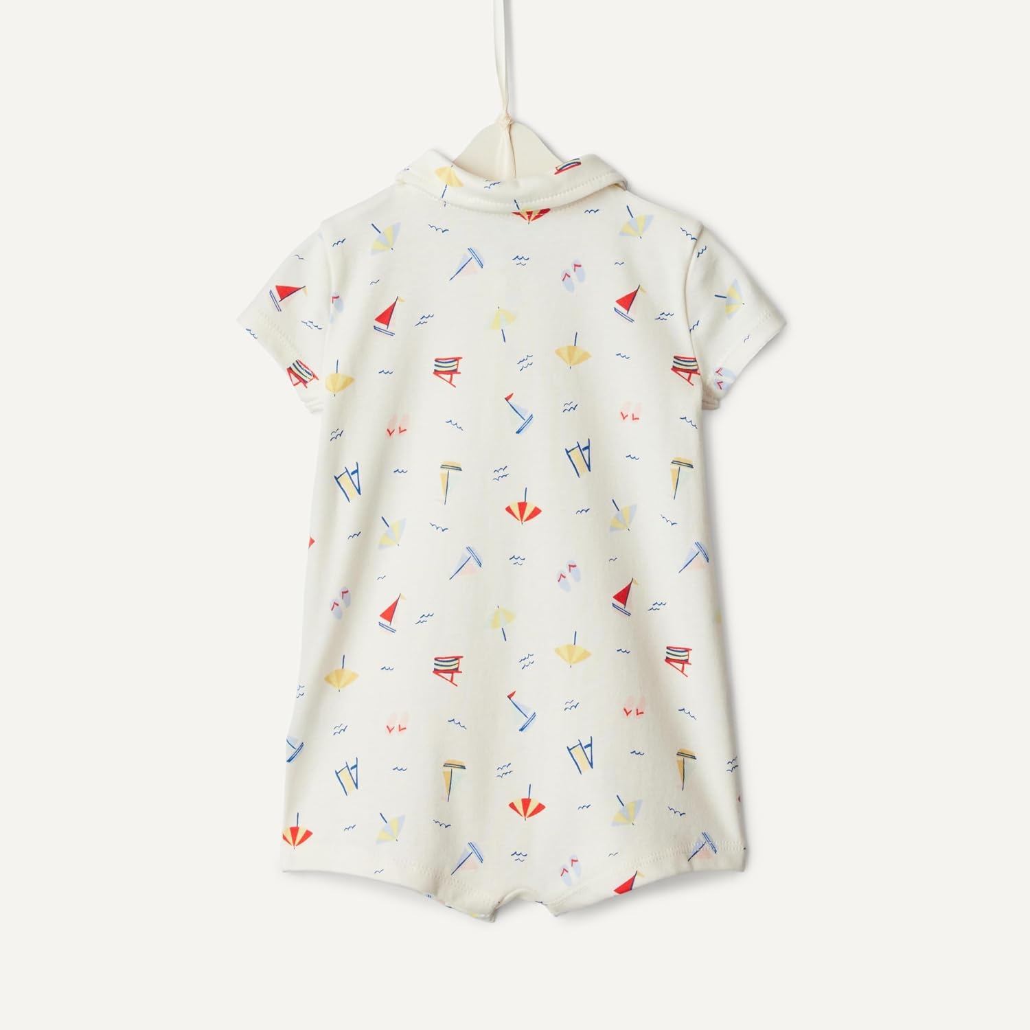 image:imageAmazon Essentials x Sofia Grainge Baby Boys Short Sleeve Cotton Romper with Snap Closure BreathableSailboatsUneven Stripe