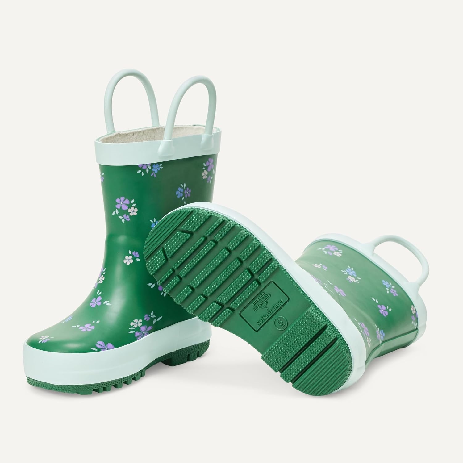 image:imageAmazon Essentials x Sofia Grainge Unisex Toddlers Waterproof Rubber Rain Boots for Boys and GirlsGreen Flowers