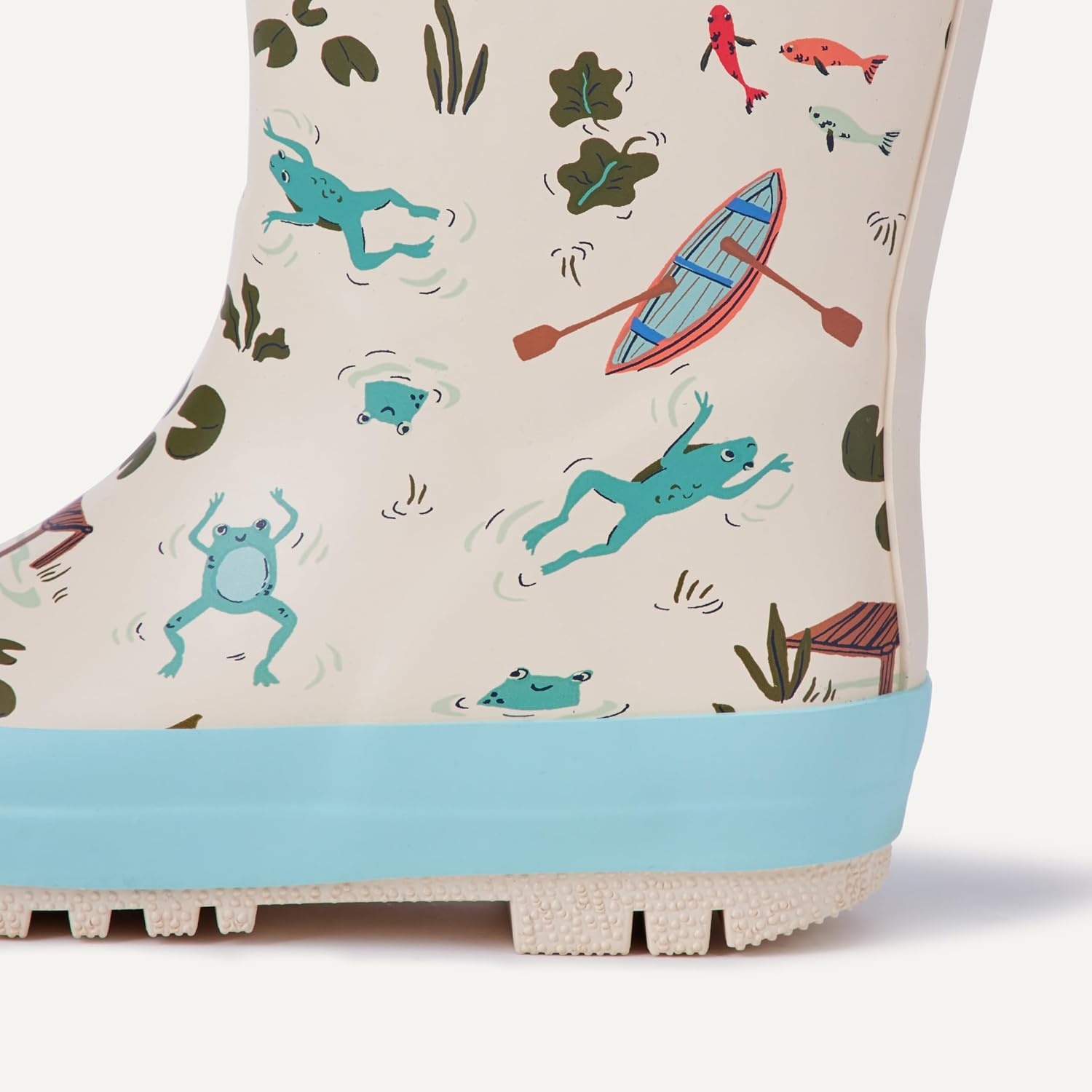 image:imageAmazon Essentials x Sofia Grainge Unisex Toddlers Waterproof Rubber Rain Boots for Boys and GirlsLight Tan Frogs