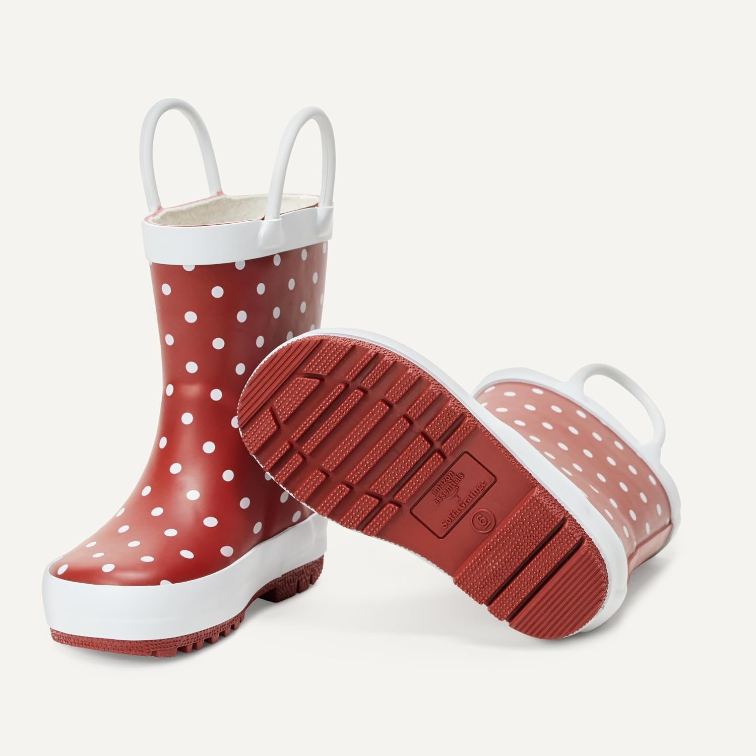 image:imageAmazon Essentials x Sofia Grainge Unisex Toddlers Waterproof Rubber Rain Boots for Boys and GirlsRaspberry Big Red Dots