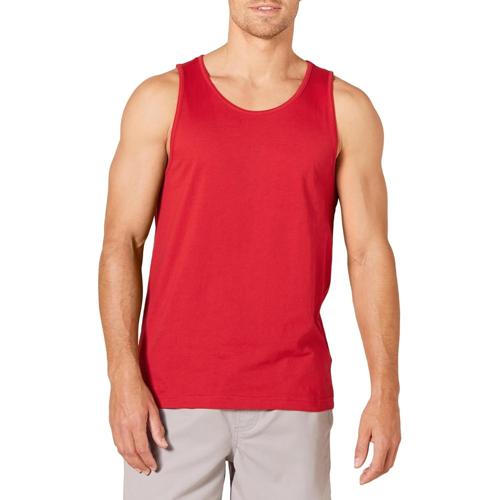 image:imageAmazon Essentials Mens Active Quick Dry Tech Stretch Moisture Wicking Lightweight Gym Tank TopRed