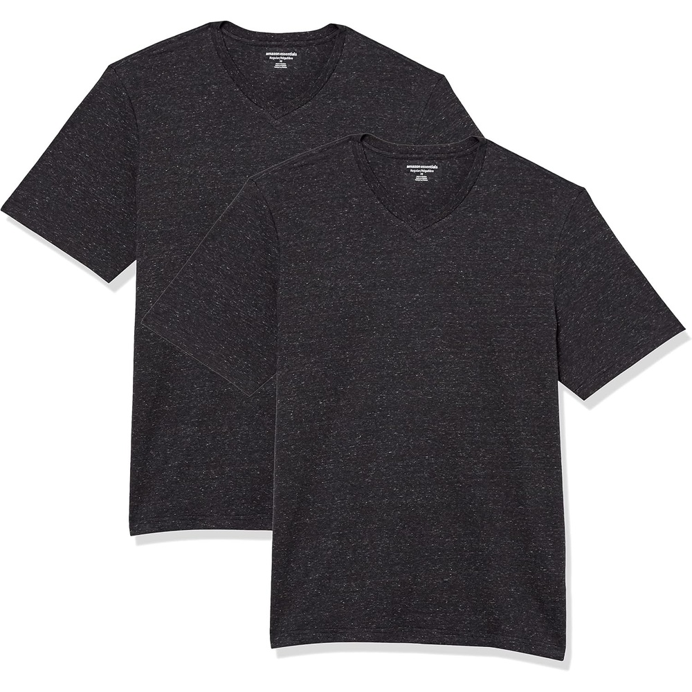 image:imageAmazon Essentials Mens Cotton ShortSleeve VNeck TShirts Pack of 2Charcoal HeatherCharcoal Heather