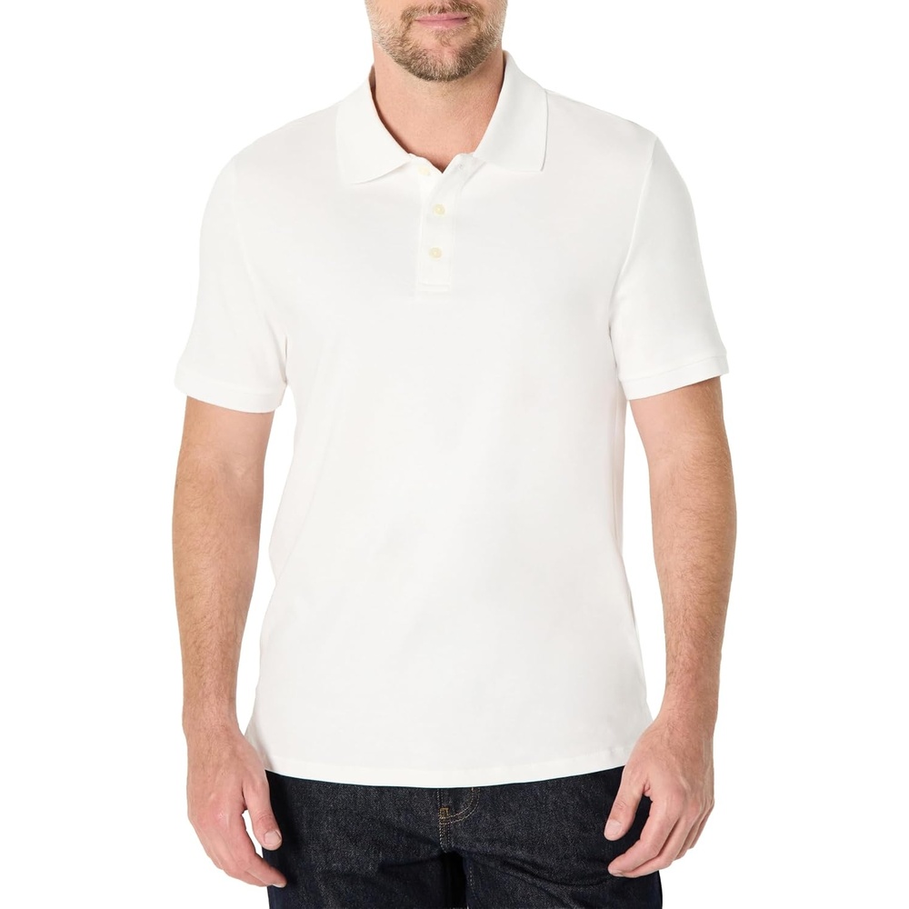 image:imageAmazon Essentials Mens Interlock Polo ShirtWhite
