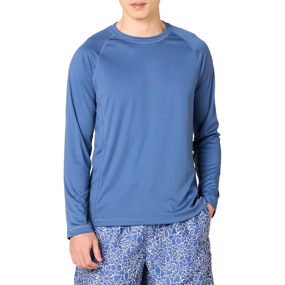 image:imageAmazon Essentials Mens LongSleeve QuickDry UPF 50 Swim TeeBlue
