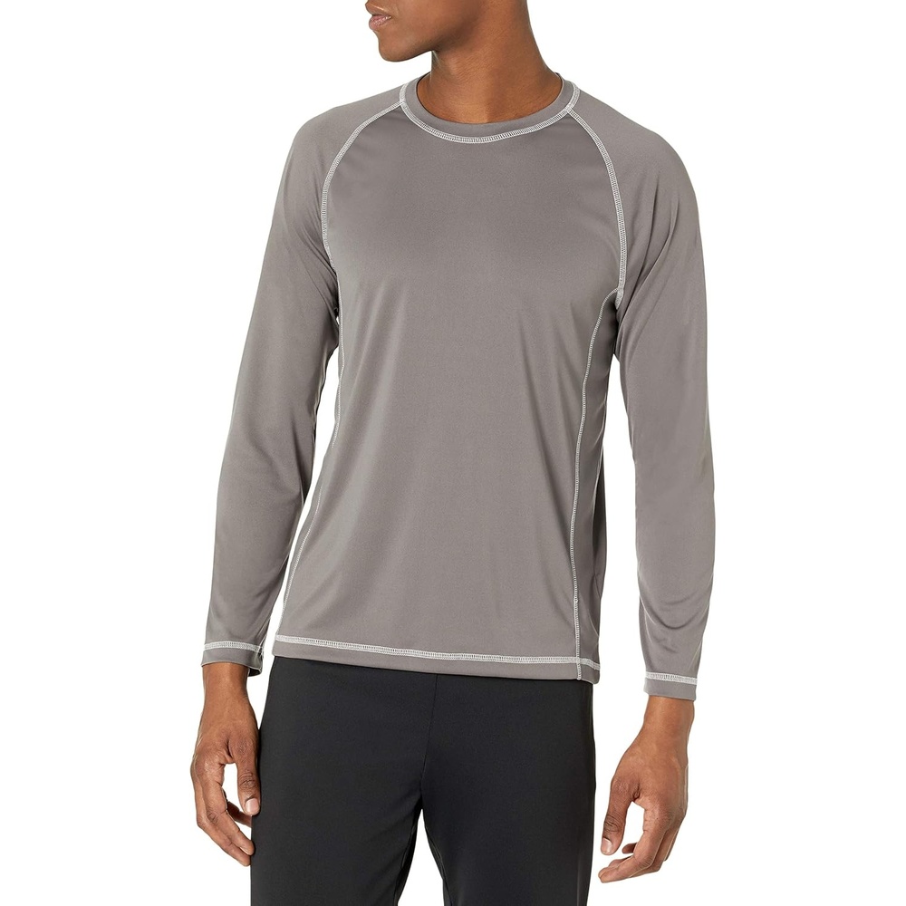 image:imageAmazon Essentials Mens LongSleeve QuickDry UPF 50 Swim TeeCharcoal