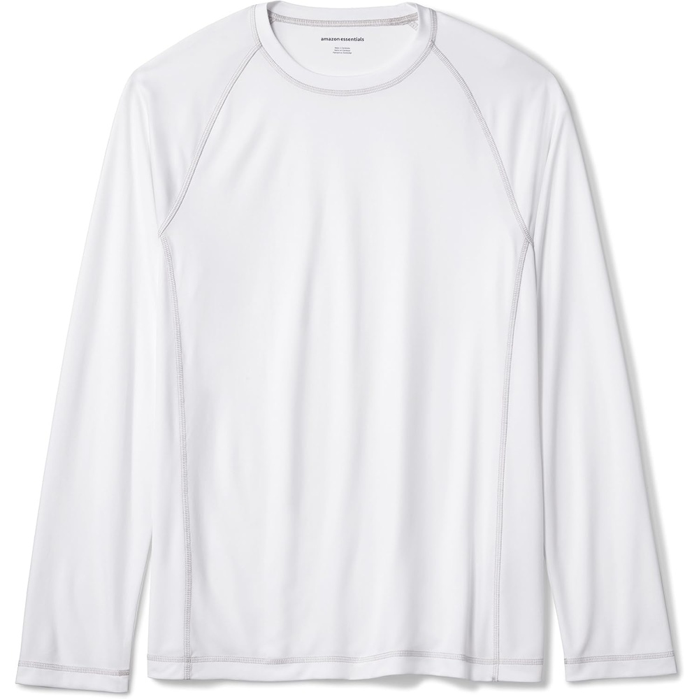image:imageAmazon Essentials Mens LongSleeve QuickDry UPF 50 Swim TeeWhite