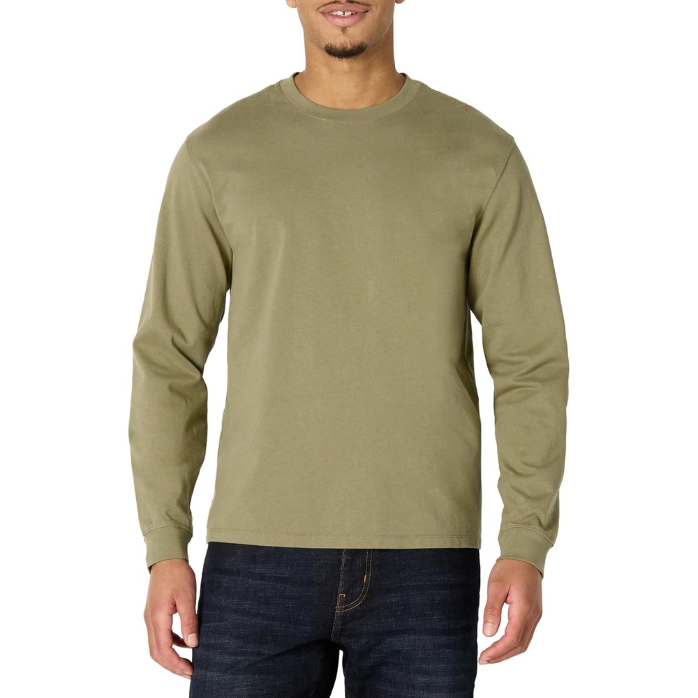 image:imageAmazon Essentials Mens Relaxed Fit Long Sleeve TShirtLight Olive