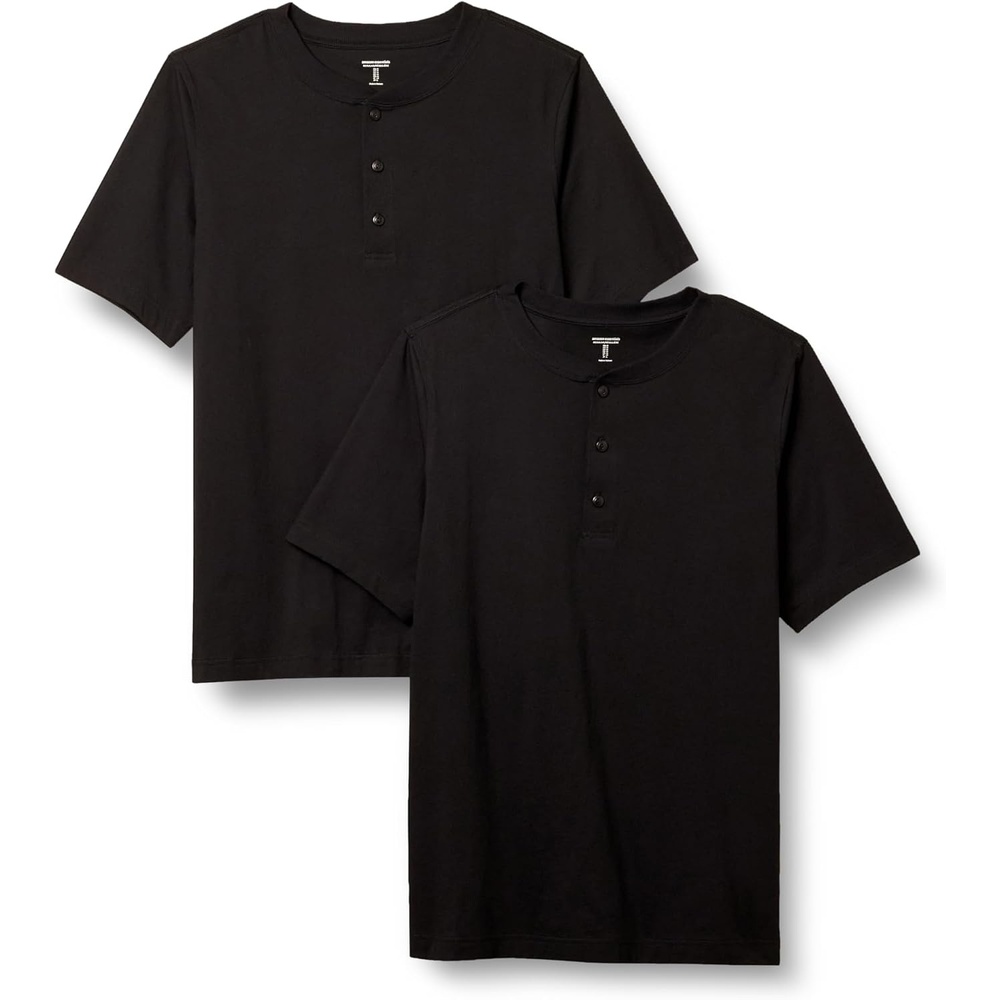 image:imageAmazon Essentials Mens ShortSleeve Cotton Henley TShirtBlack