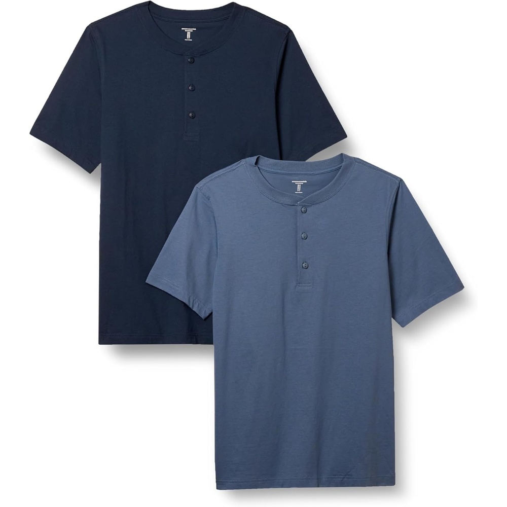 image:imageAmazon Essentials Mens ShortSleeve Cotton Henley TShirtNavyBlue