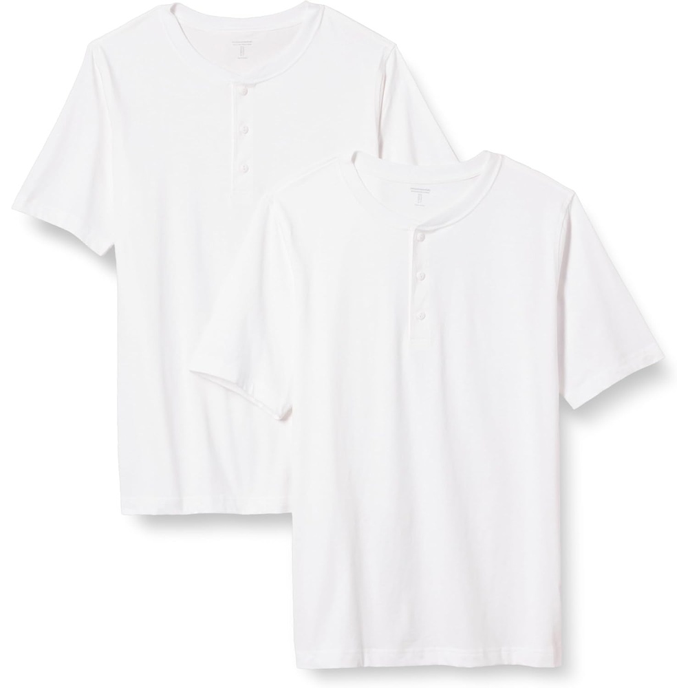 image:imageAmazon Essentials Mens ShortSleeve Cotton Henley TShirtWhite