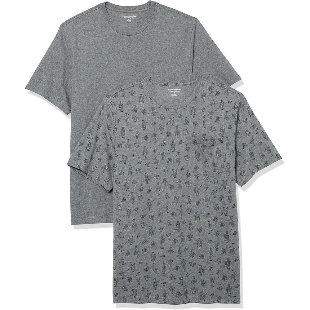 image:imageAmazon Essentials Mens ShortSleeve Crewneck Pocket TShirtsHeather GreyHeather Grey