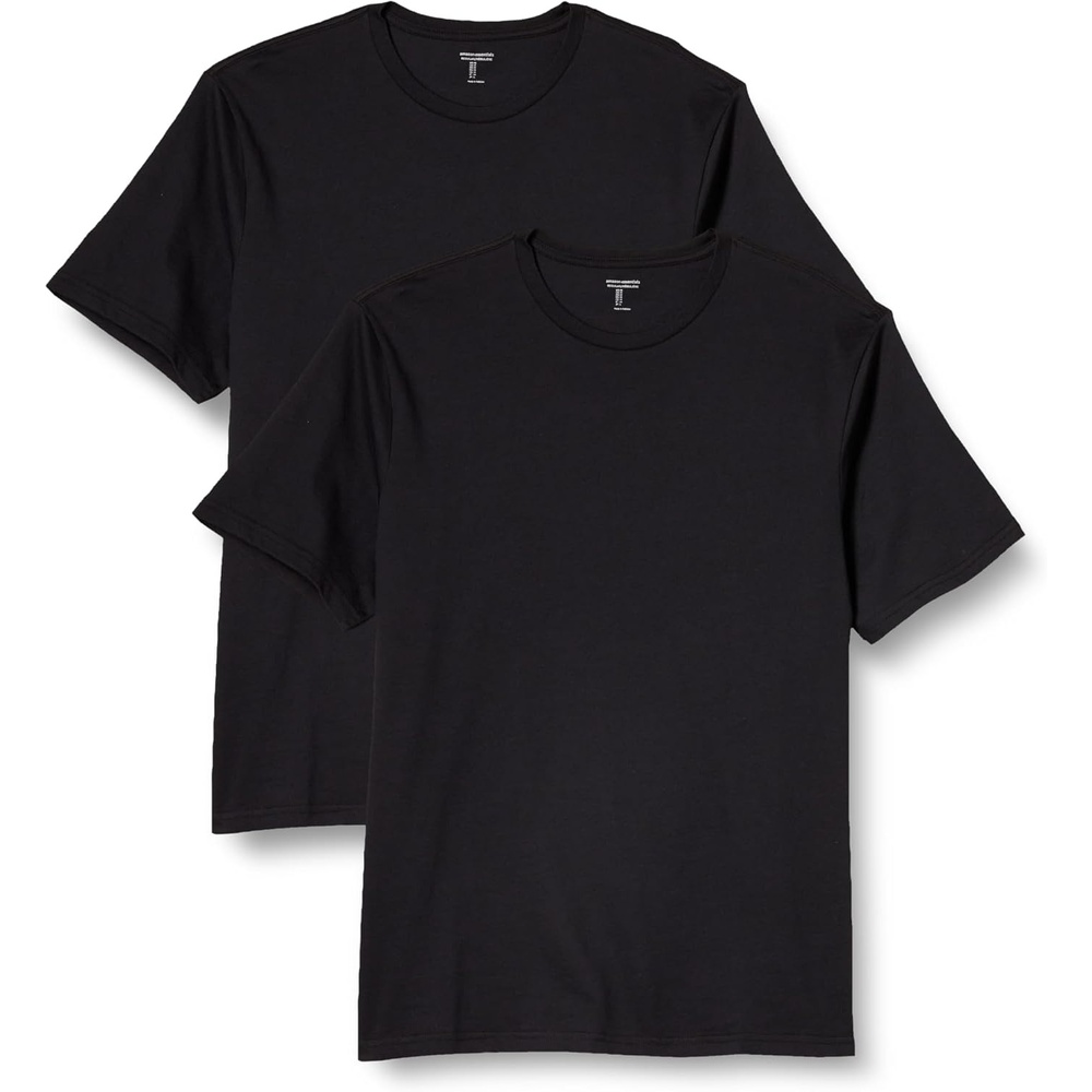 image:imageAmazon Essentials Mens SlimFit Crewneck Short Sleeve Cotton TShirtsBlackBlack