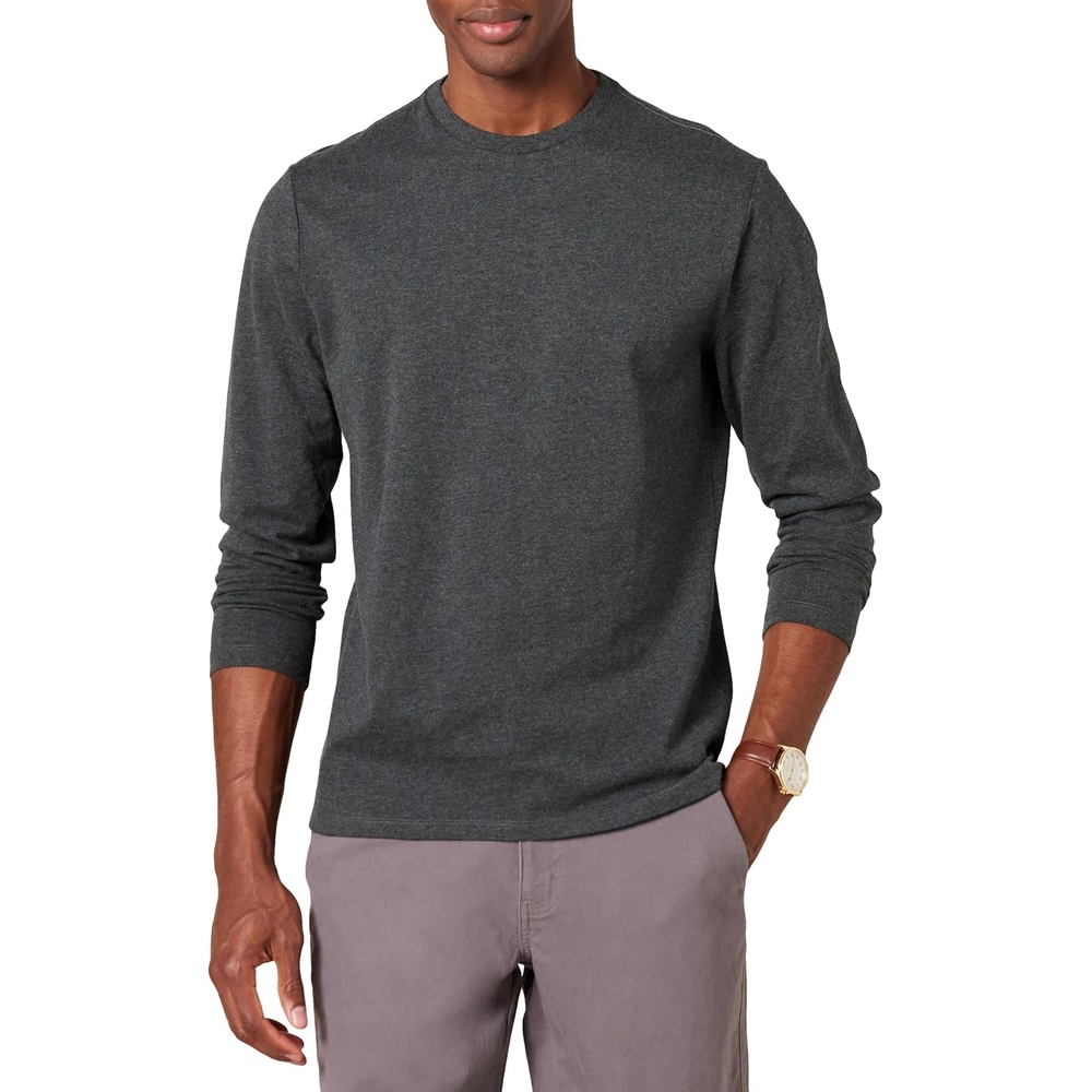 image:imageAmazon Essentials Mens SlimFit Long Sleeve TShirtCharcoal Heather