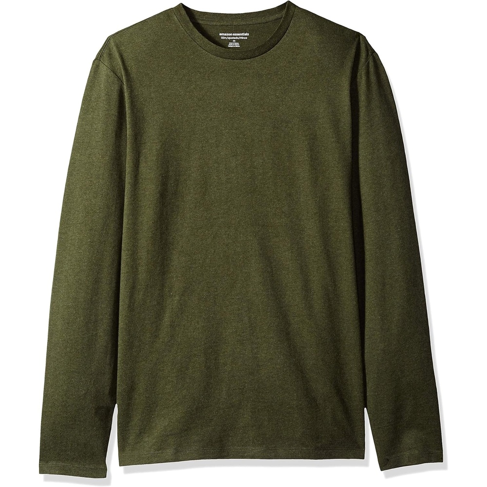 image:imageAmazon Essentials Mens SlimFit Long Sleeve TShirtOlive Heather