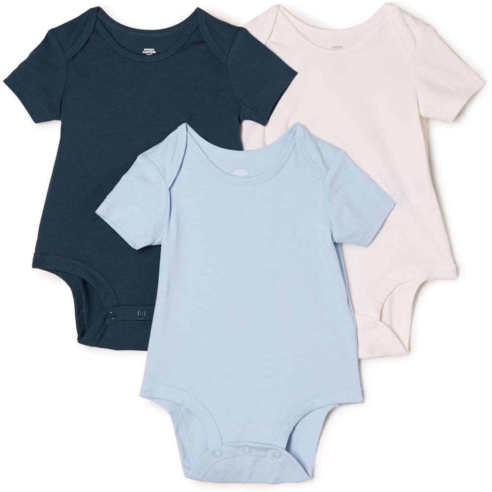 image:imageAmazon Essentials x Sofia Grainge Unisex Babies Short Sleeve Crewneck BodysuitDark NavyIvoryLight Blue