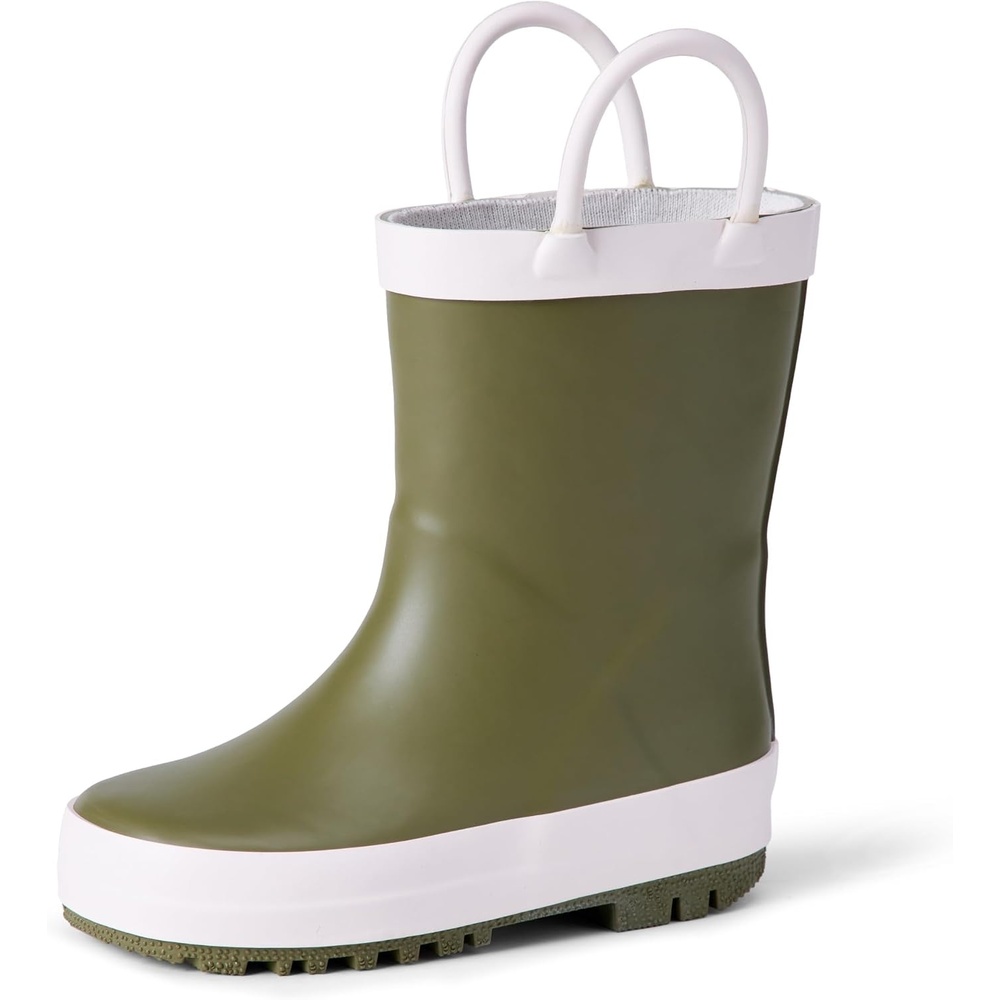 image:imageAmazon Essentials x Sofia Grainge Unisex Toddlers Waterproof Rubber Rain Boots for Boys and GirlsOlive