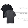 Amazon Essentials Henley Shirts for Men, Short Sleeve, Quick-Dry Jersey, Regular-Fit, 2-Pack(Black/Charcoal)