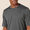 Amazon Essentials Henley Shirts for Men, Short Sleeve, Quick-Dry Jersey, Regular-Fit, 2-Pack(Black/Charcoal)