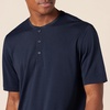 Amazon Essentials Henley Shirts for Men, Short Sleeve, Quick-Dry Jersey, Regular-Fit, 2-Pack(Dark Navy/White)