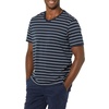 Amazon Essentials Men’s Cotton Short-Sleeve V-Neck T-Shirts, Pack of 2(Heather Grey/Navy  Stripe)