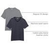 Amazon Essentials Men’s Cotton Short-Sleeve V-Neck T-Shirts, Pack of 2(Heather Grey/Navy  Stripe)
