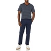 Amazon Essentials Men’s Cotton Short-Sleeve V-Neck T-Shirts, Pack of 2(Heather Grey/Navy  Stripe)