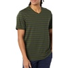 Amazon Essentials Men’s Cotton Short-Sleeve V-Neck T-Shirts, Pack of 2(Navy/Olive  Stripe)