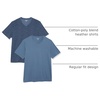 Amazon Essentials Men’s Cotton Short-Sleeve V-Neck T-Shirts, Pack of 2(Washed Blue  Tonal Floral Print)