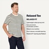 Amazon Essentials Men’s Relaxed Fit Cotton Jersey T-Shirt, Soft Fabric(Eggshell White Black Mariner Stripe)