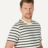 Amazon Essentials Men’s Relaxed Fit Cotton Jersey T-Shirt, Soft Fabric(Eggshell White Black Mariner Stripe)