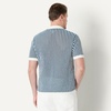 Amazon Essentials Men’s Short Sleeve Button-Down Resort Knit Shirt(Dark Blue Stripe Knit)