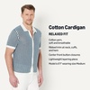 Amazon Essentials Men’s Short Sleeve Button-Down Resort Knit Shirt(Dark Blue Stripe Knit)
