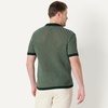 Amazon Essentials Men’s Short Sleeve Button-Down Resort Knit Shirt(Dark Green Stripe Knit)