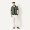 Amazon Essentials Men’s Short Sleeve Button-Down Resort Knit Shirt(Dark Green Stripe Knit)