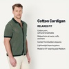 Amazon Essentials Men’s Short Sleeve Button-Down Resort Knit Shirt(Dark Green Stripe Knit)