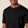 Amazon Essentials Men’s Short-Sleeve Cotton Henley T-Shirt(Black)