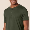 Amazon Essentials Men’s Short-Sleeve Cotton Henley T-Shirt(Black/Olive)