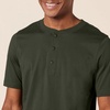 Amazon Essentials Men’s Short-Sleeve Cotton Henley T-Shirt(Dark Olive/Black)