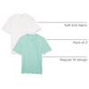 Amazon Essentials Men’s Short-Sleeve Crewneck Pocket T-Shirts(White/Aqua)