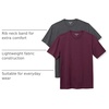 Amazon Essentials Men’s Slim-Fit Crewneck Short Sleeve Cotton T-Shirts(Charcoal Heather/Burgundy)