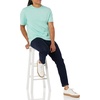 Amazon Essentials Men’s Slim-Fit Crewneck Short Sleeve Cotton T-Shirts(White/Aqua)
