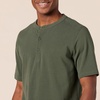 Amazon Essentials Short Sleeve Henley Shirt for Men – Regular-Fit Pique (Available in Big & Tall), Pack of 2(Black/Olive)