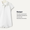 Amazon Essentials x Sofia Grainge Baby Boys’ Short Sleeve Cotton Romper with Snap Closure, Breathable(Light Tan/White)