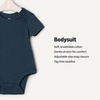 Amazon Essentials x Sofia Grainge Unisex Babies’ Short Sleeve Crewneck Bodysuit(Dark Navy/Ivory/Light Blue)