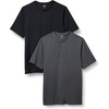 Amazon Essentials Henley Shirts for Men, Short Sleeve, Quick-Dry Jersey, Regular-Fit, 2-Pack(Black/Charcoal)