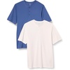 Amazon Essentials Henley Shirts for Men, Short Sleeve, Quick-Dry Jersey, Regular-Fit, 2-Pack(Blue/White)