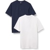 Amazon Essentials Henley Shirts for Men, Short Sleeve, Quick-Dry Jersey, Regular-Fit, 2-Pack(Dark Navy/White)