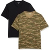 Amazon Essentials Men’s Cotton Short-Sleeve V-Neck T-Shirts, Pack of 2(Black  Camo Print)