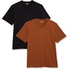 Amazon Essentials Men’s Cotton Short-Sleeve V-Neck T-Shirts, Pack of 2(Black/Brown)
